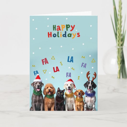 Funny Dog Cat Choir Happy Holidays Card Kaart (Voorkant)