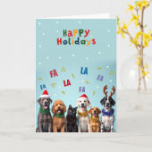 Funny Dog Cat Choir Happy Holidays Card Kaart (Gele Bloem)