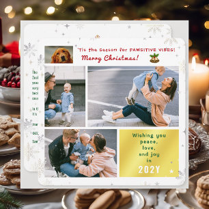 Funny Dog Cat Peace Love Joy 4 Foto's Collage Scha Feestdagenkaart
