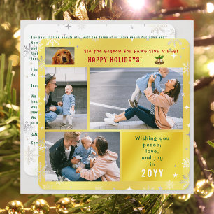 Funny Dog Cat Peace Love Joy 4 Foto's Schattige Go Feestdagenkaart