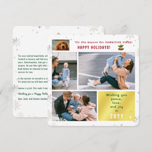 Funny Dog Cat Peace Love Joy 4 Foto's Schattige Mo Feestdagenkaart (Voorkant / Achterkant)