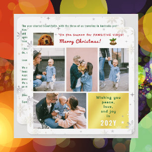 Funny Dog Cat Peace Love Joy 5 Foto's Schattige El Feestdagenkaart