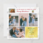 Funny Dog Cat Peace Love Joy 5 Foto's Schattige El Feestdagenkaart (Voorkant)