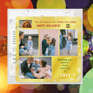Funny Dog Cat Peace Love Joy 5 Foto's Schattige Go Feestdagenkaart