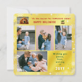 Funny Dog Cat Peace Love Joy 5 Foto's Schattige Go Feestdagenkaart (Voorkant)