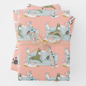 Funny Dog & Cat Pets Cartoon Inpakpapier Vel (In situ)