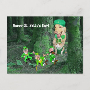 Funny Dog & Cat St. Patrick's Day Briefkaart