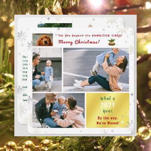 Funny Dog Cat We hebben New Home 5 foto's Schattig Feestdagenkaart