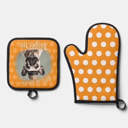 Funny Dog Cheese Inspector Ovenwant & Pannenlap Set (Voorkant)