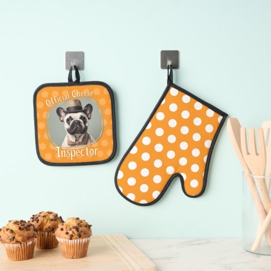 Funny Dog Cheese Inspector Ovenwant & Pannenlap Set (Insitu(Ophanging))