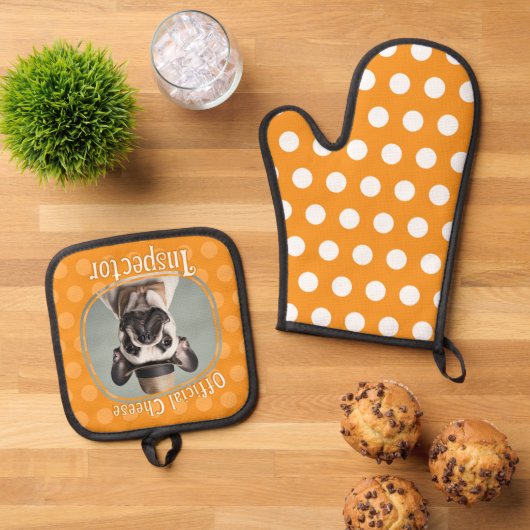Funny Dog Cheese Inspector Ovenwant & Pannenlap Set (Top down)