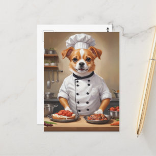 Funny Dog Chef Koken Voedsel Schattige Huisdier Briefkaart