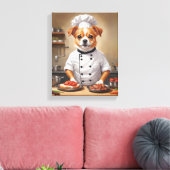 Funny Dog Chef Koken Voedsel Schattige Huisdier Canvas Afdruk (Insitu (Woonkamer))