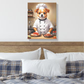 Funny Dog Chef Koken Voedsel Schattige Huisdier Canvas Afdruk (Insitu (Slaapkamer))
