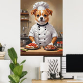Funny Dog Chef Koken Voedsel Schattige Huisdier Poster (Thuiskantoor)