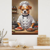 Funny Dog Chef Koken Voedsel Schattige Huisdier Poster (Keuken)