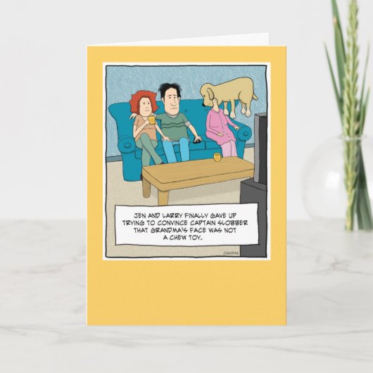 Funny Dog Chew Speelgoed Birthday Kaart (Voorkant)