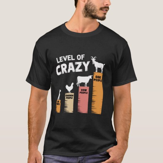 Funny Dog Chicken Koe en geitenniveau van Crazy Wo T-shirt (Voorkant)