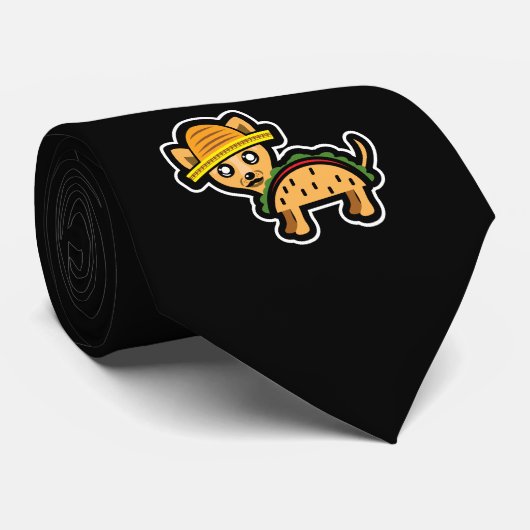 Funny Dog - Chihuahua Gift Mexico Taco Stropdas (Opgerold)