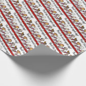 Funny Dog Choir Bark! Xmas Carol Pun Cartoon Cadeaupapier (Hoek)