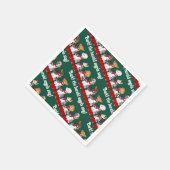 Funny Dog Choir Bark! Xmas Carol Pun Cartoon Servet (Hoek)