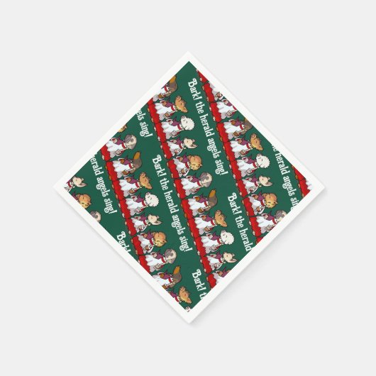 Funny Dog Choir Bark! Xmas Carol Pun Cartoon Servet (Hoek)