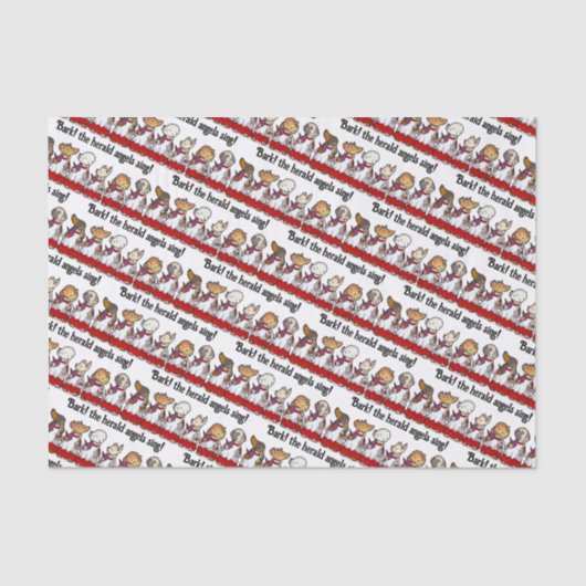 Funny Dog Choir Bark! Xmas Carol Pun Cartoon Tissuepapier (Voorkant)