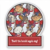 Funny Dog Choir Christmas Carol Pug Pun Cartoon Sticker (Voorkant)