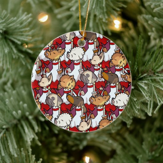 Funny Dog Choir Christmas Carol Singers Cartoon Keramisch Ornament (Boom)