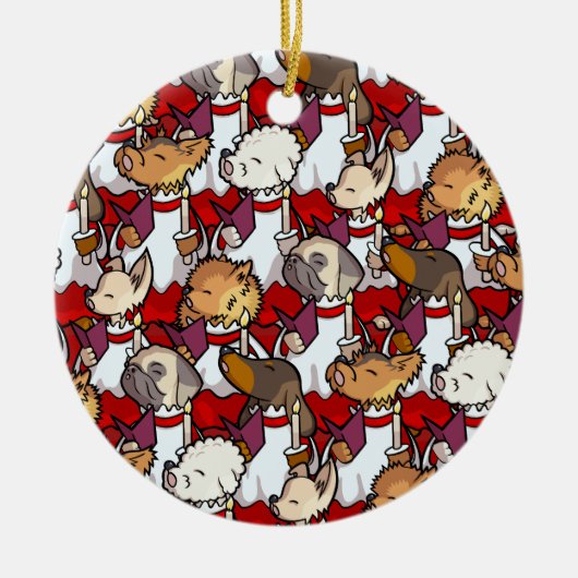 Funny Dog Choir Christmas Carol Singers Cartoon Keramisch Ornament (Voorkant)