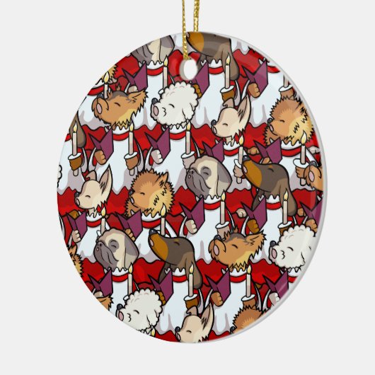 Funny Dog Choir Christmas Carol Singers Cartoon Keramisch Ornament (Links)
