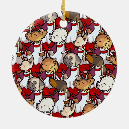Funny Dog Choir Christmas Carol Singers Cartoon Keramisch Ornament (Achterkant)