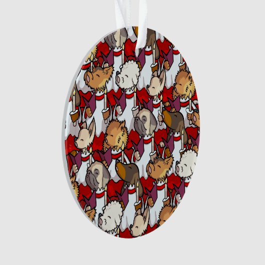 Funny Dog Choir Christmas Carol Singers Cartoon Ornament (voorkant)