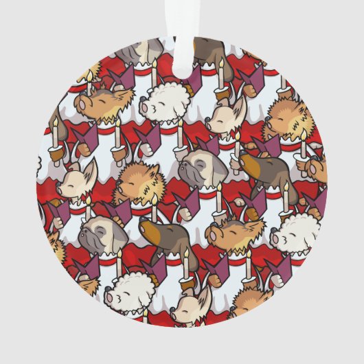 Funny Dog Choir Christmas Carol Singers Cartoon Ornament (achterkant)