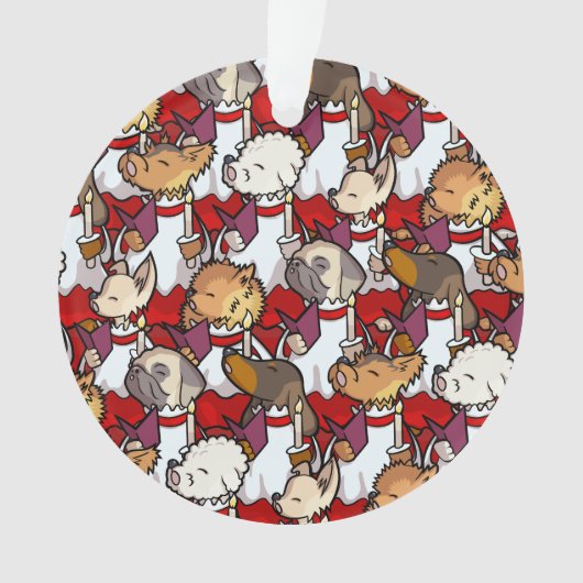 Funny Dog Choir Christmas Carol Singers Cartoon Ornament (voorkant)