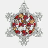 Funny Dog Choir Christmas Carol Singers Cartoon Tin Sneeuwvlok Ornament (Voorkant)