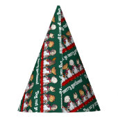 Funny Dog Choir Singing Xmas Carol Pug Pun Cartoon Feesthoedjes (Achterkant)