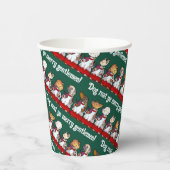 Funny Dog Choir Singing Xmas Carol Pug Pun Cartoon Papieren Bekers (Links)