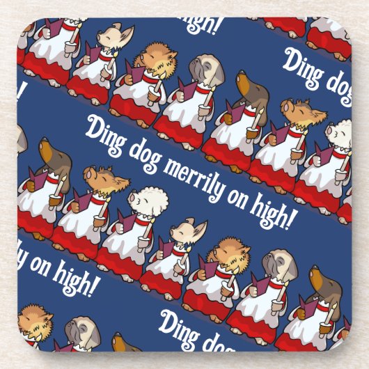 Funny Dog Choir Xmas Carol Pun Dachshund Cartoon Bier Onderzetter (Voorkant)