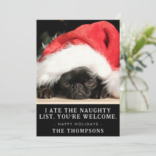 Funny Dog Christmas Afbeelding Gepersonaliseerde f Feestdagenkaart (Staand voorkant)