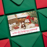 Funny Dog Christmas Afbeelding Gepersonaliseerde F Feestdagenkaart<br><div class="desc">Vier het seizoen met een vleugje humor en charme met deze Funny Dog Christmas Afbeelding Personalized Pet Photo Holiday Kaart. Perfect voor het presenteren van je harige vriend, deze kaart stelt je in staat om een leuk en feestelijk aangepast dierenportret te tonen dat de persoonlijkheid van je hond vastlegt. Of...</div>