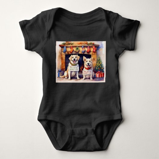 Funny Dog Christmas Baby Bodysuit (Voorkant)