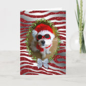 Funny Dog Christmas Kaart Zebra Glitter (Voorkant)
