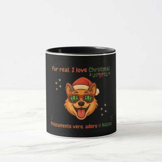 Funny Dog Christmas Mug – Bilingual Gift Mok (Midden)
