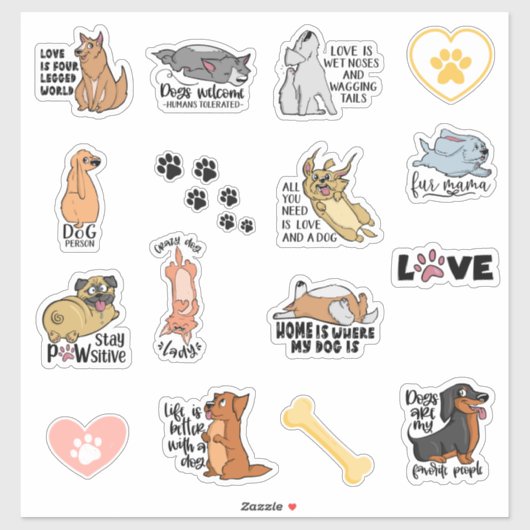 Funny Dog citeert Stickers (Vel)