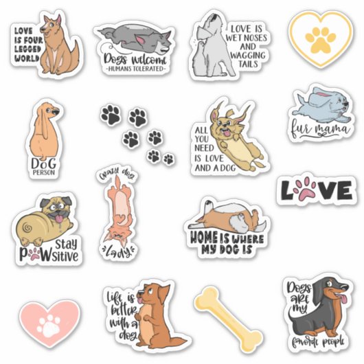 Funny Dog citeert Stickers (Voorkant)