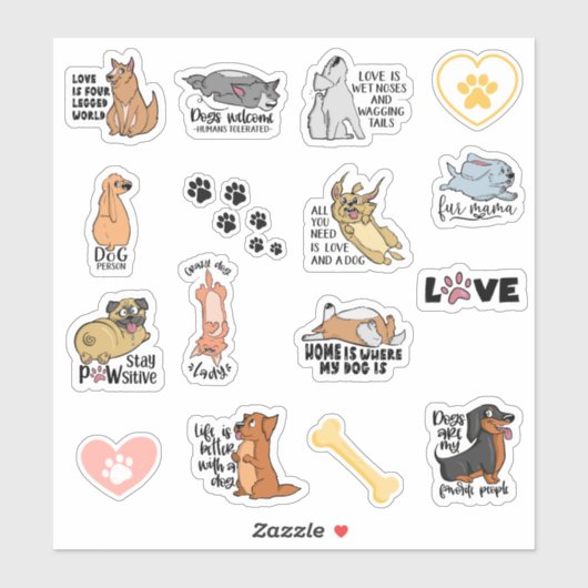 Funny Dog citeert Stickers (Vel)