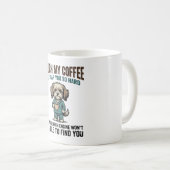 Funny Dog Coffee Warning Vintage Engraving Design_ Koffiemok (Voorkant rechts)