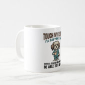 Funny Dog Coffee Warning Vintage Engraving Design_ Koffiemok (Voorkant links)