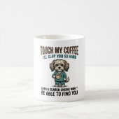 Funny Dog Coffee Warning Vintage Engraving Design_ Koffiemok (Center)